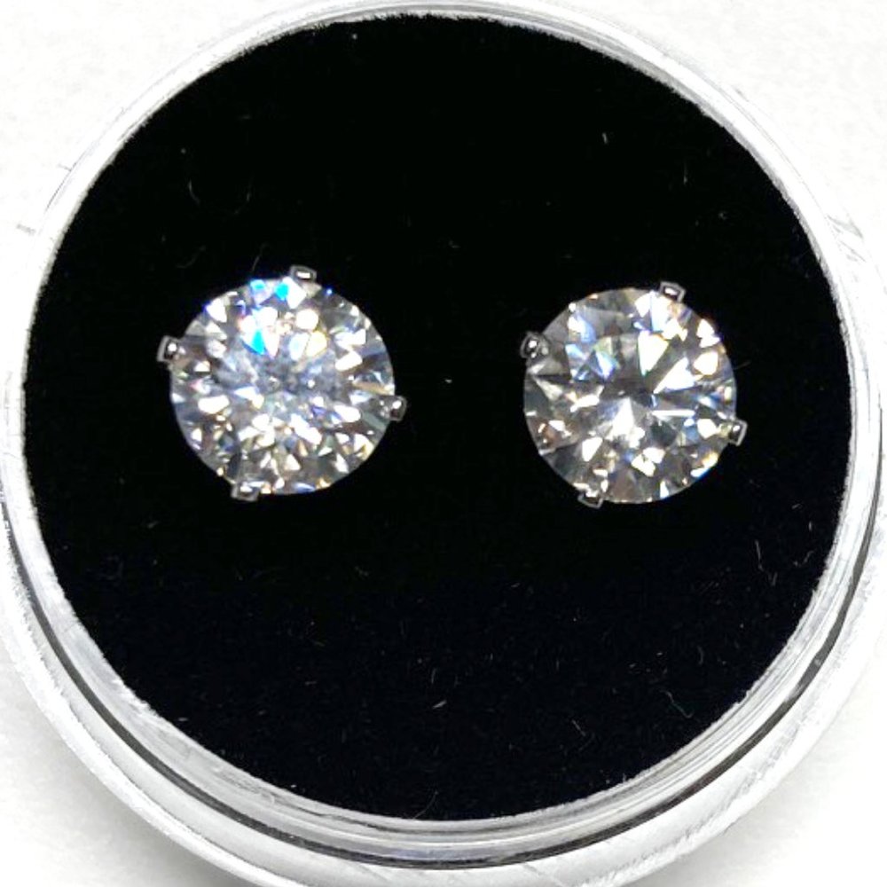 Certified 1.60 TW Moissanite earrings in .925 sterling silver